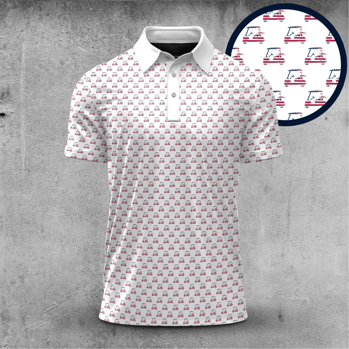 America Golf Cart Pattern 2026 Men Polo Shirt