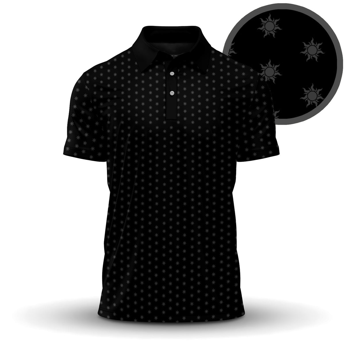 2026 Blue Sun Seamless Pattern Men Polo Shirt