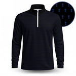 2027 Trophy Pattern Blue Black Men Quarter-zip Pullover