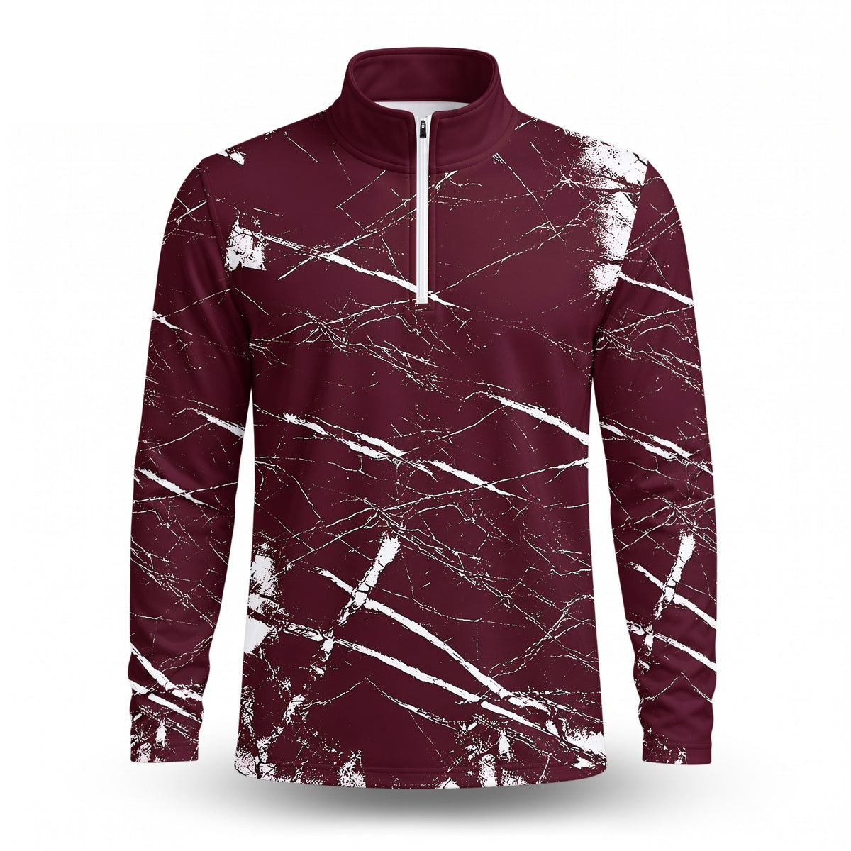 Dark Red Men Quarter-zip Pullover