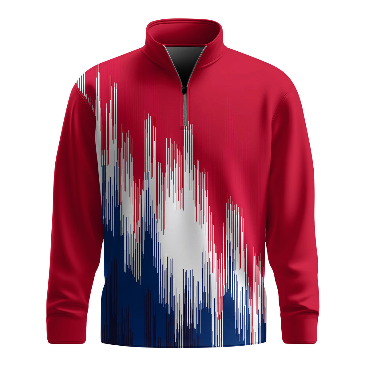 Red Blue White Sporty 2026 Men Quarter-zip Pullover