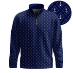 Blue White Anchor 2026 Men Quarter-zip Pullover