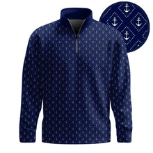 Blue White Anchor 2026 Men Quarter-zip Pullover