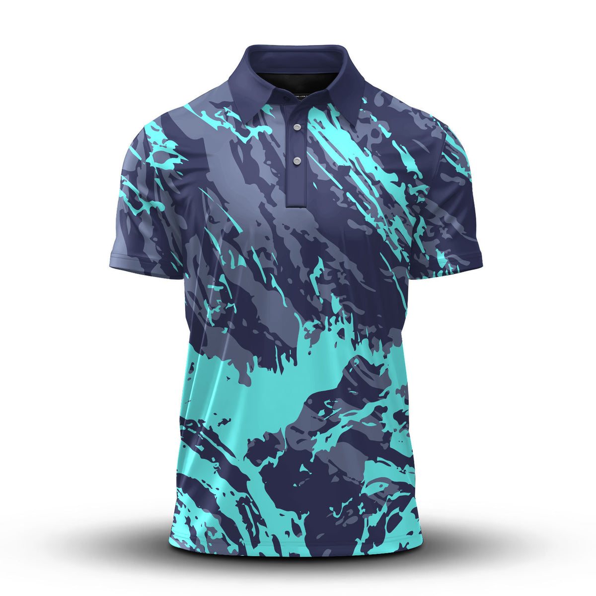 Cyan Grey Sporty Pattern Men Polo Shirt