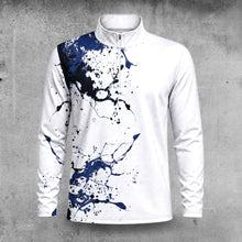 2027 Blue Spilled Paint Color Men Quarter-zip Pullover
