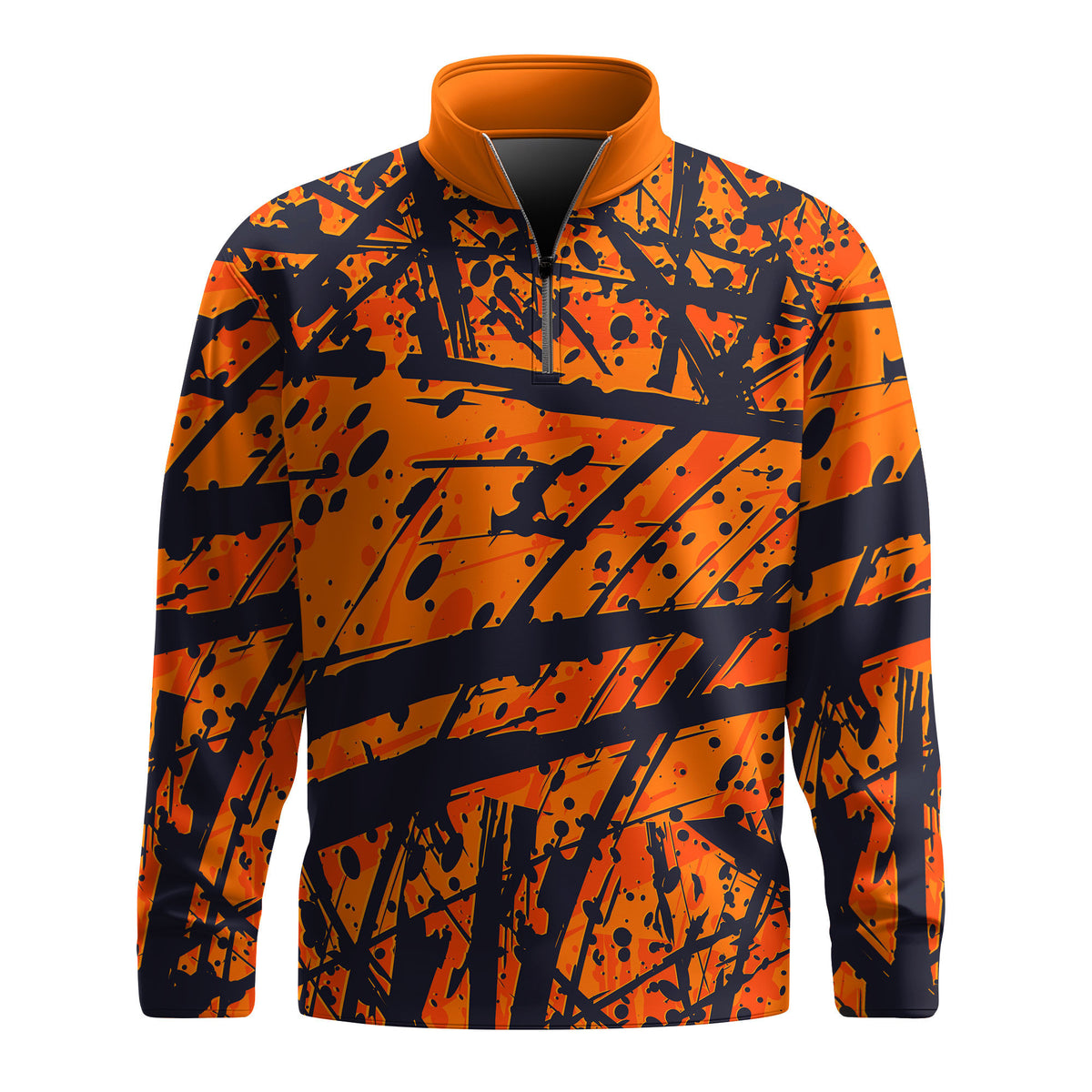 Orange Black Grey Men Quarter-zip Pullover