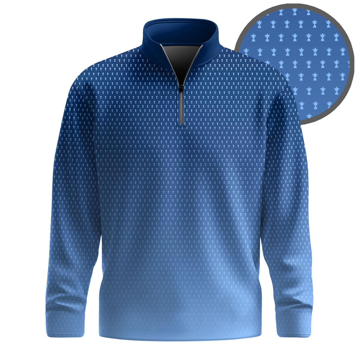 Gradient Blue 2026 Trophy Pattern Men Quarter-zip Pullover