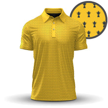 Yellow And Blue 2027 Trophy Pattern Men Polo Shirt