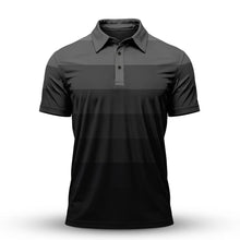 Black Horizontal Lines Gradient Men Polo Shirt