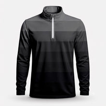 Black Horizontal Lines Gradient Men Quarter-zip Pullover