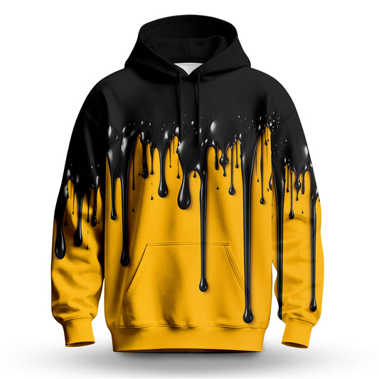 Yellow And Black Paint Runs Men Hoodie