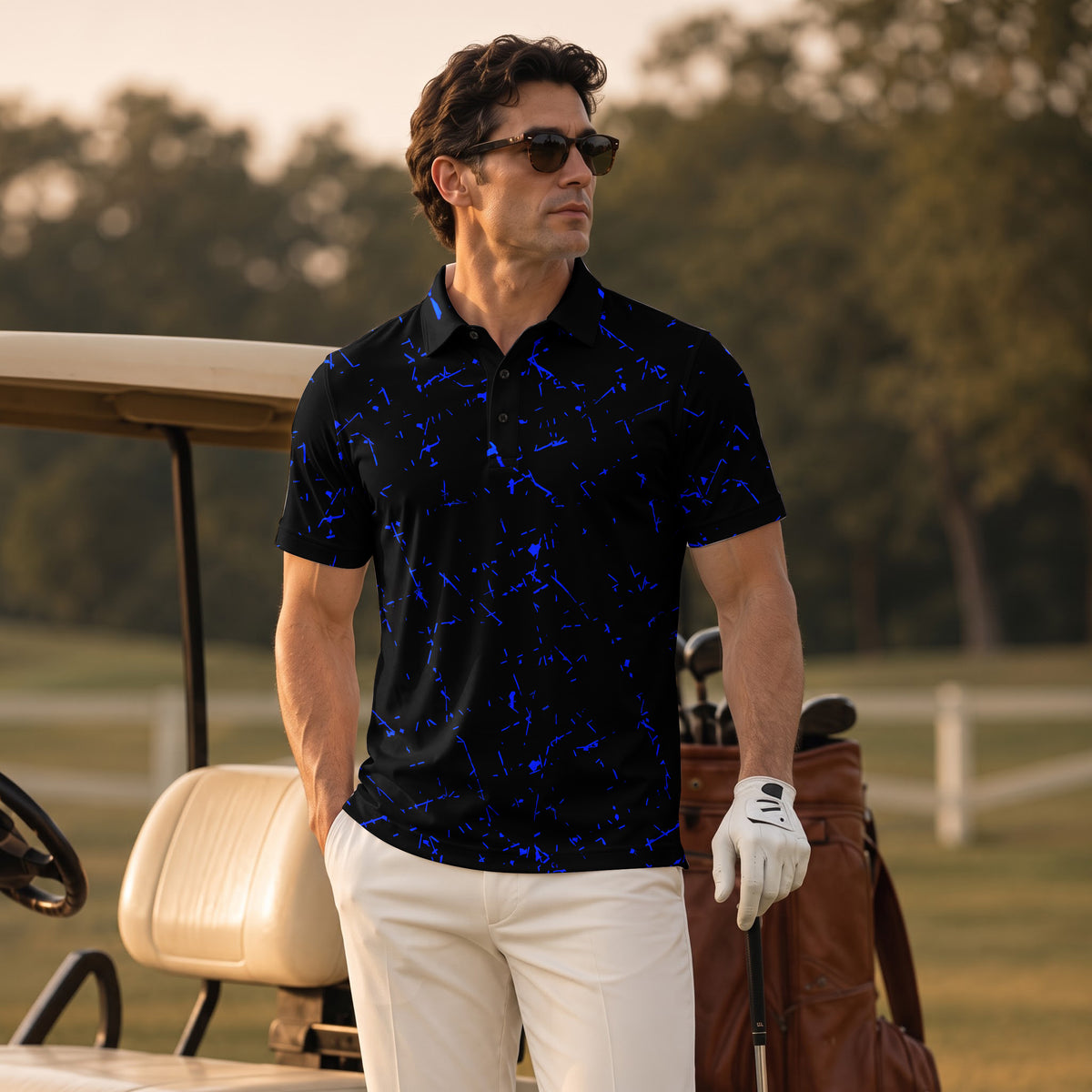 Blue Black Scratch Men Polo Shirt