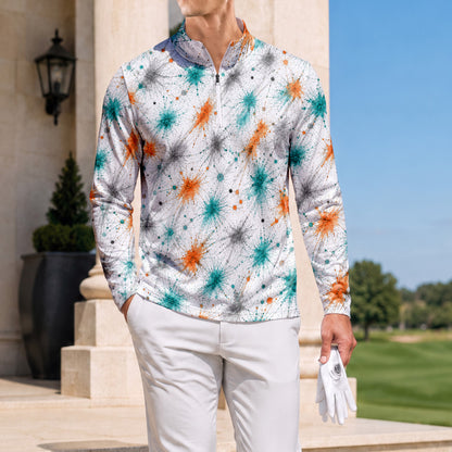 Color Dot Men Quarter-zip Pullover