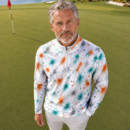 Color Dot Men Quarter-zip Pullover