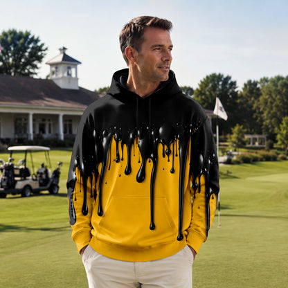Yellow And Black Paint Runs Men Hoodie