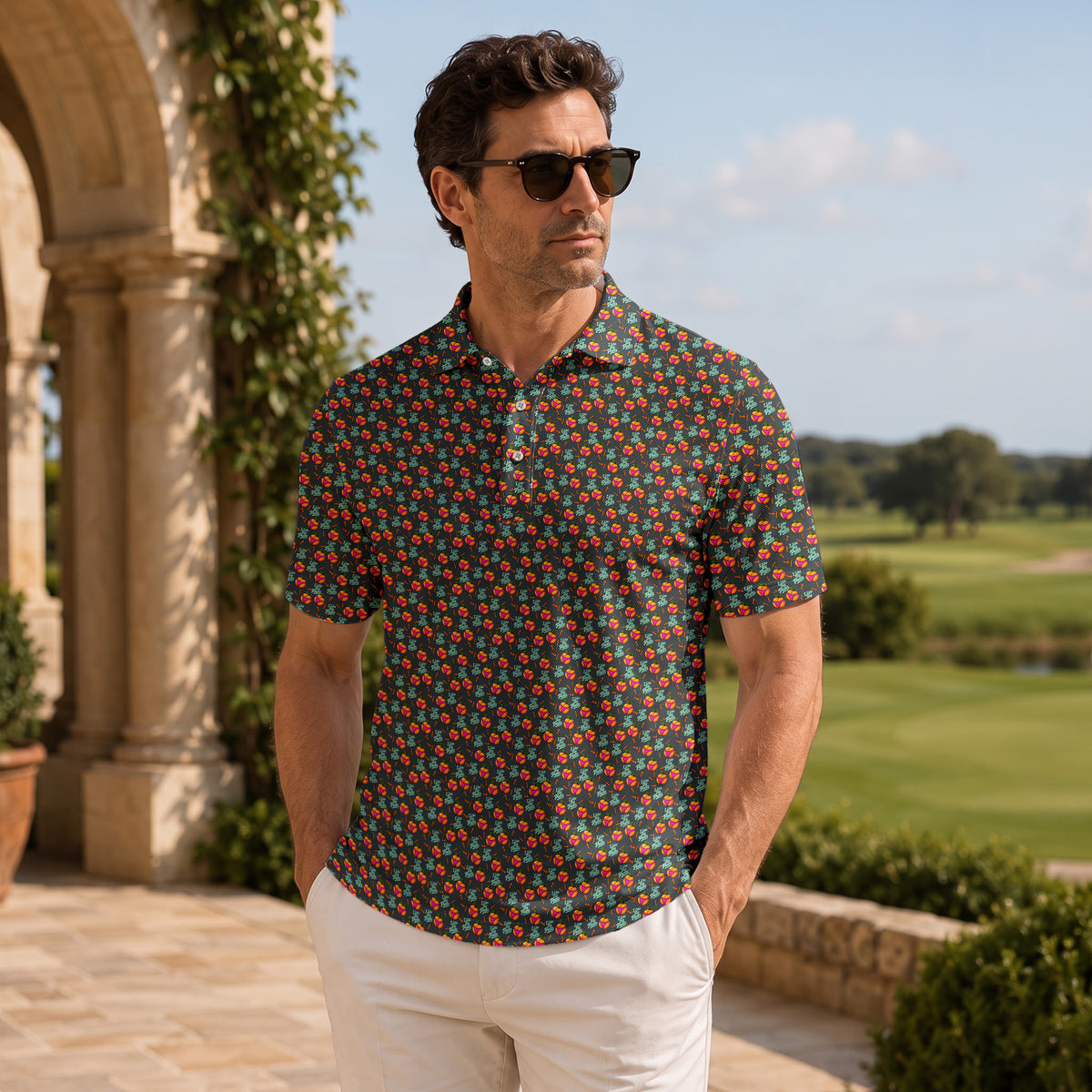 I Like Big Putts Orange Men Polo Shirt