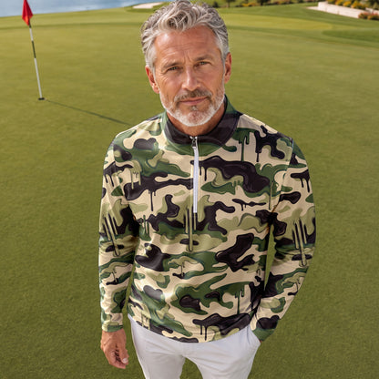 Camo Paint Men Quarter-zip Pullover