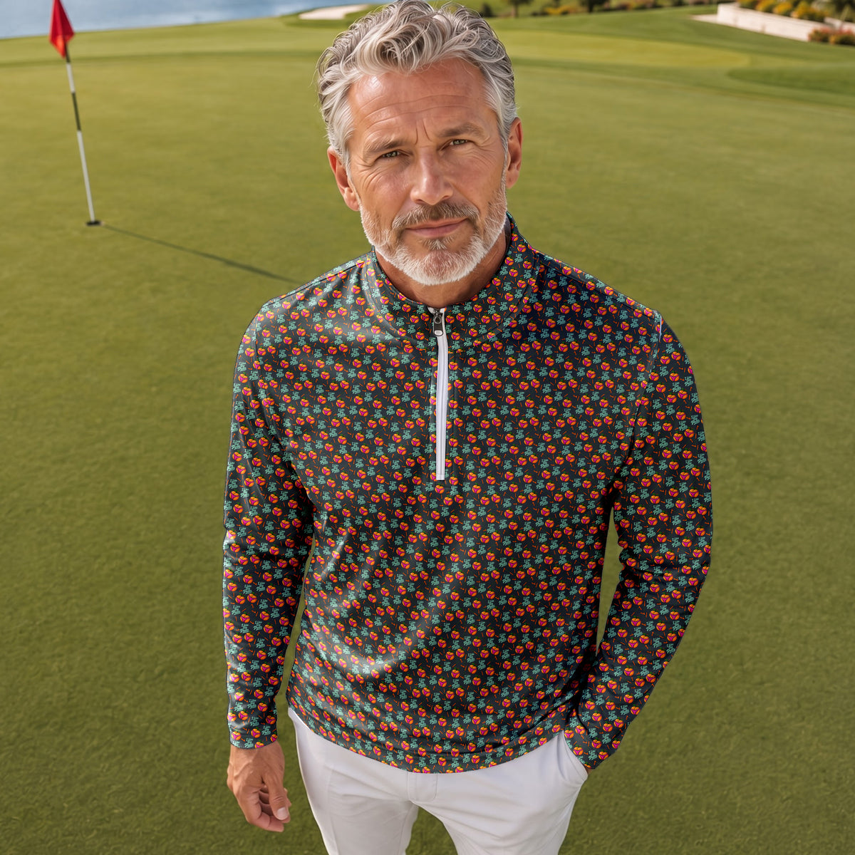 I Like Big Putts Orange Men Quarter-zip Pullover