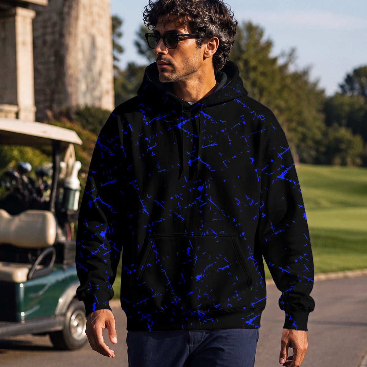 Blue Black Scratch Men Hoodie