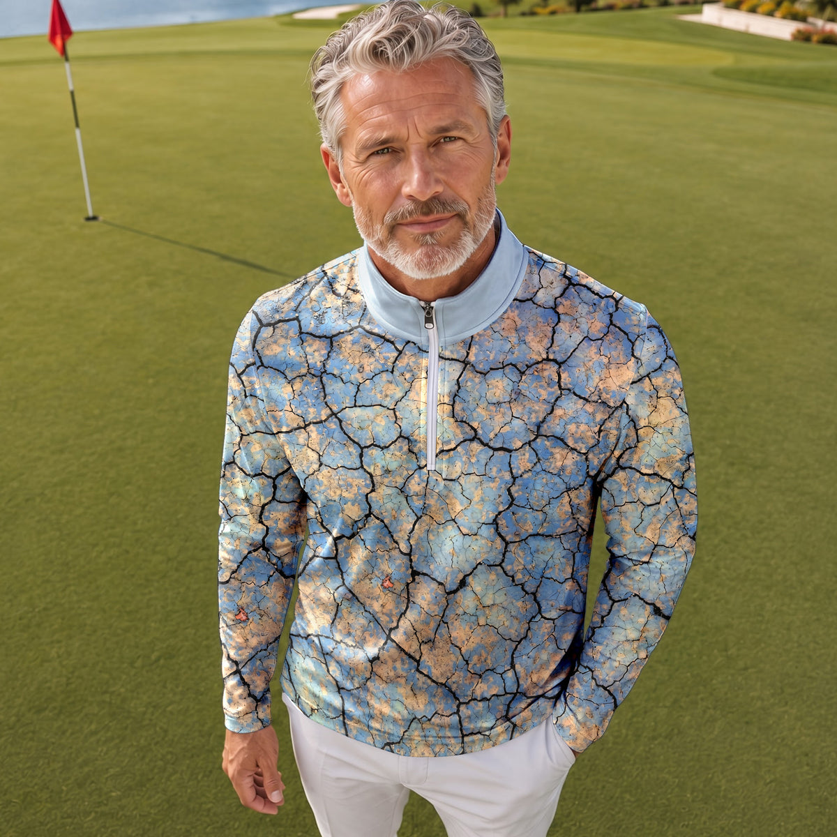Surface Crack Men Quarter-zip Pullover