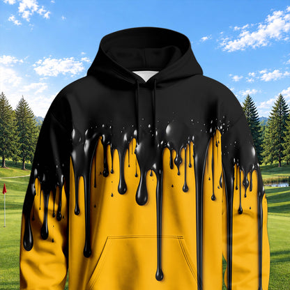 Yellow And Black Paint Runs Men Hoodie