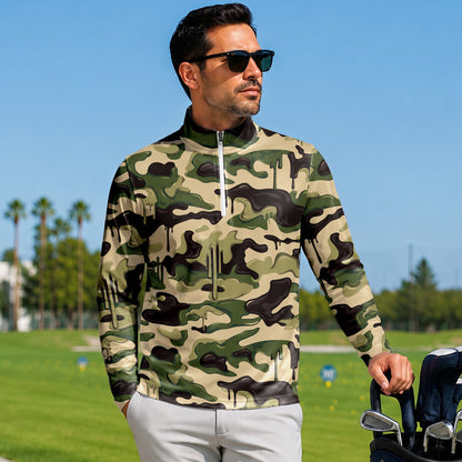 Camo Paint Men Quarter-zip Pullover