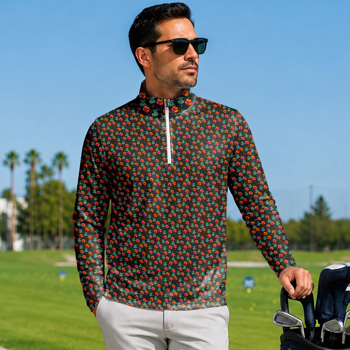 I Like Big Putts Orange Men Quarter-zip Pullover