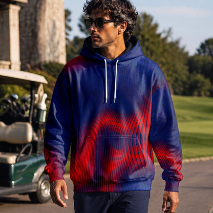 Blue Red Wave Sporty Men Hoodie