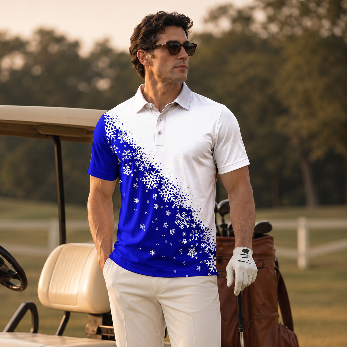 Blue Half Snow Men Polo Shirt