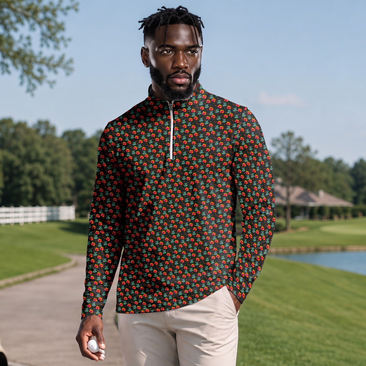 I Like Big Putts Orange Men Quarter-zip Pullover