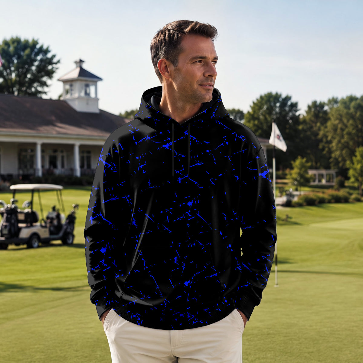 Blue Black Scratch Men Hoodie