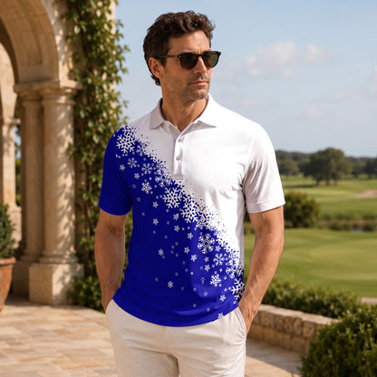 Blue Half Snow Men Polo Shirt