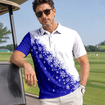 Blue Half Snow Men Polo Shirt