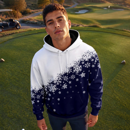 Dark Blue Half Snow Men Hoodie