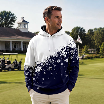 Dark Blue Half Snow Men Hoodie