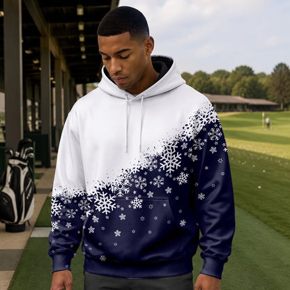 Dark Blue Half Snow Men Hoodie