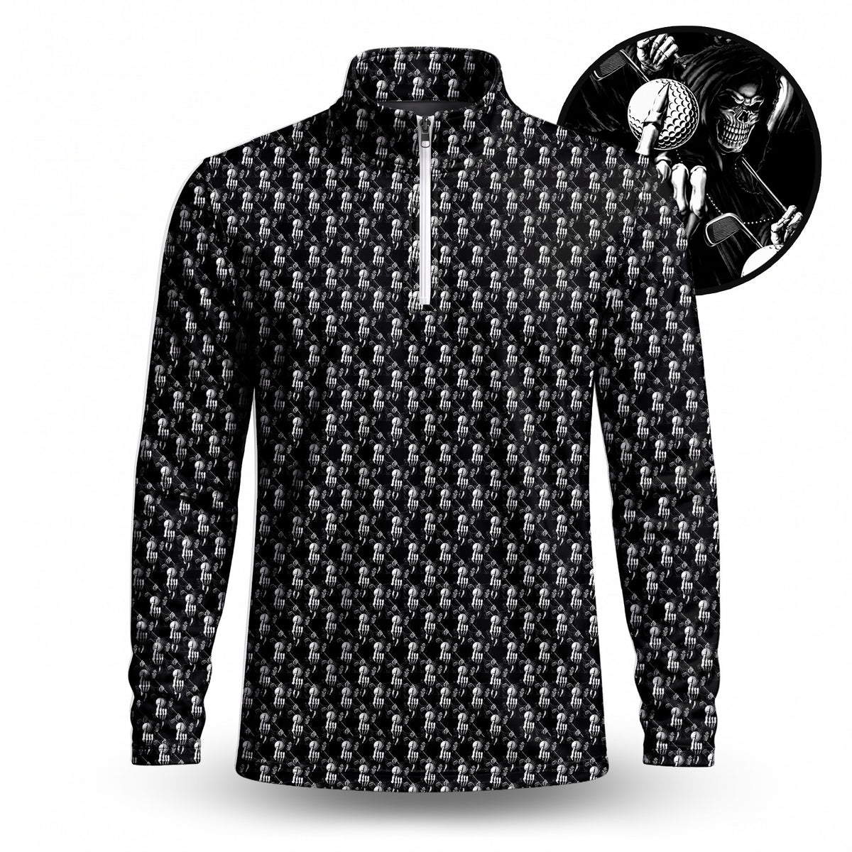 The Death Golf Pattern Men Quarter-zip Pullover