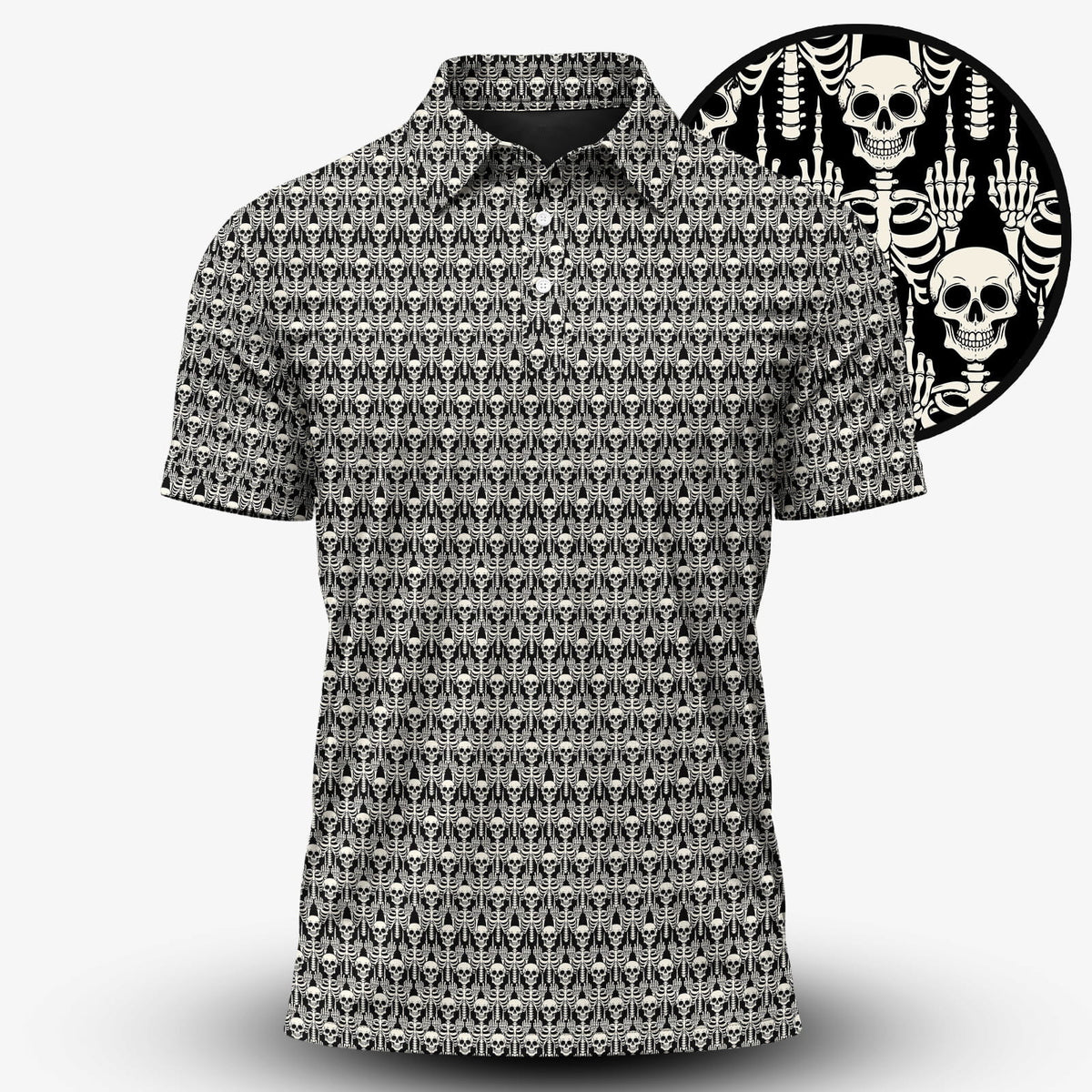 Skeleton Finger Pattern Men Polo Shirt