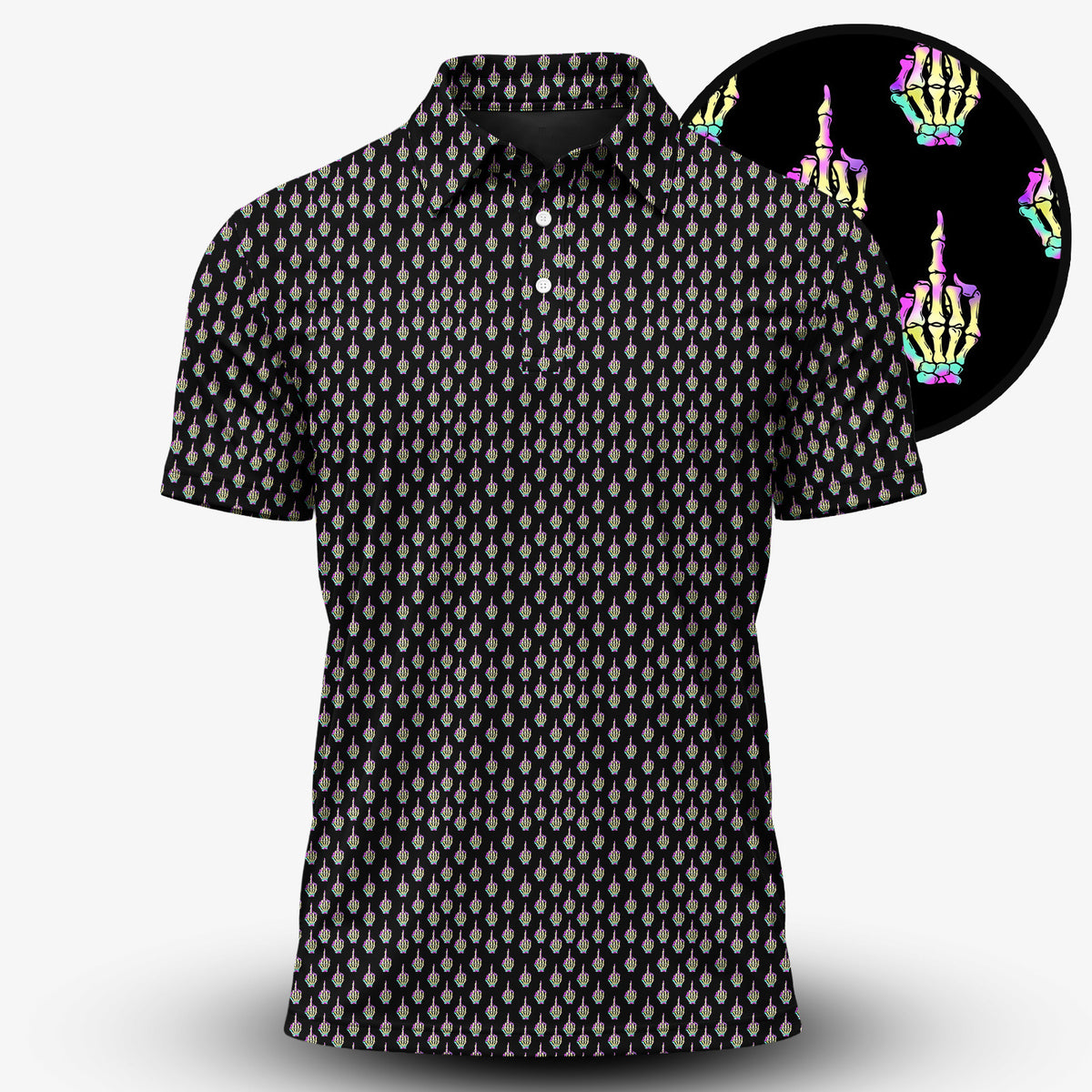 Ombre Skeleton Finger Pattern Men Polo Shirt