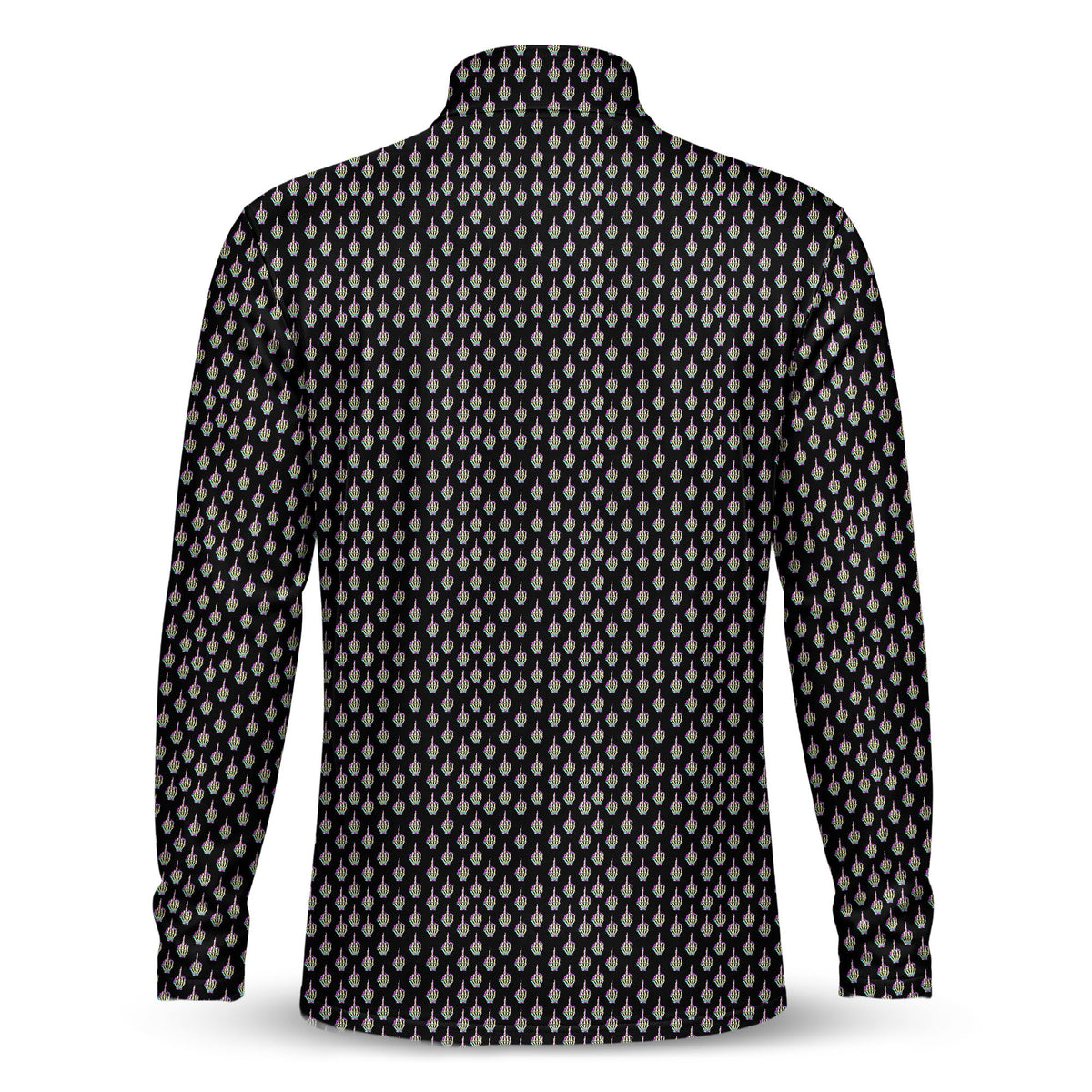 Ombre Skeleton Finger Pattern Men Quarter-zip Pullover