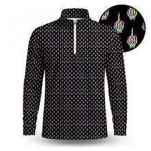 Ombre Skeleton Finger Pattern Men Quarter-zip Pullover