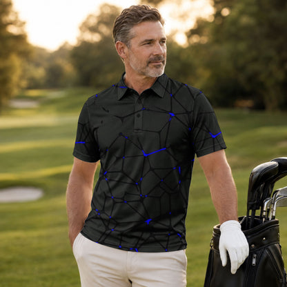 Dark Blue Net Men Polo Shirt