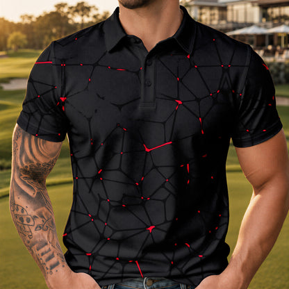 Dark Red Net 2027 PGA Men Polo Shirt