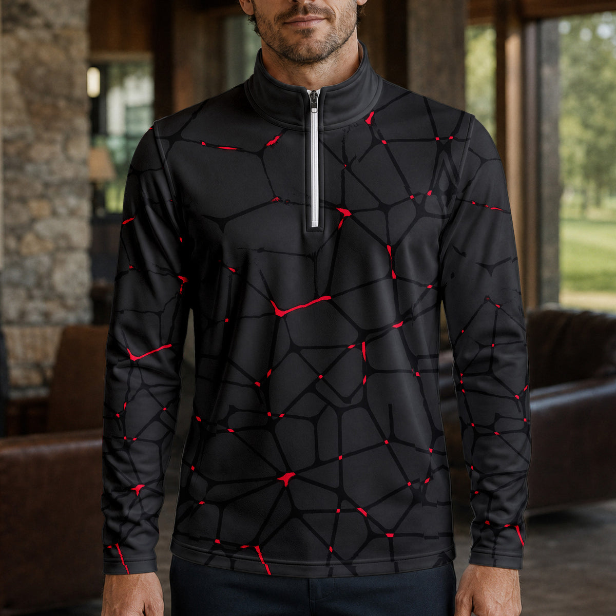 Dark Red Net 2027 PGA Men Quarter-zip Pullover