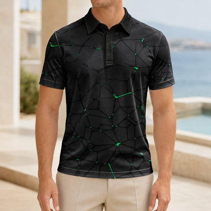Dark Green Net The Masters Men Polo Shirt