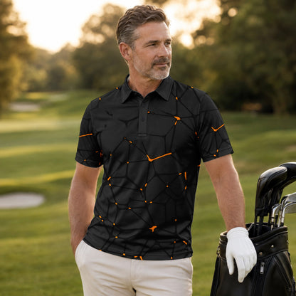 Dark Orange Net The Open Men Polo Shirt