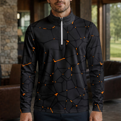 Dark Orange Net The Open Men Quarter-zip Pullover