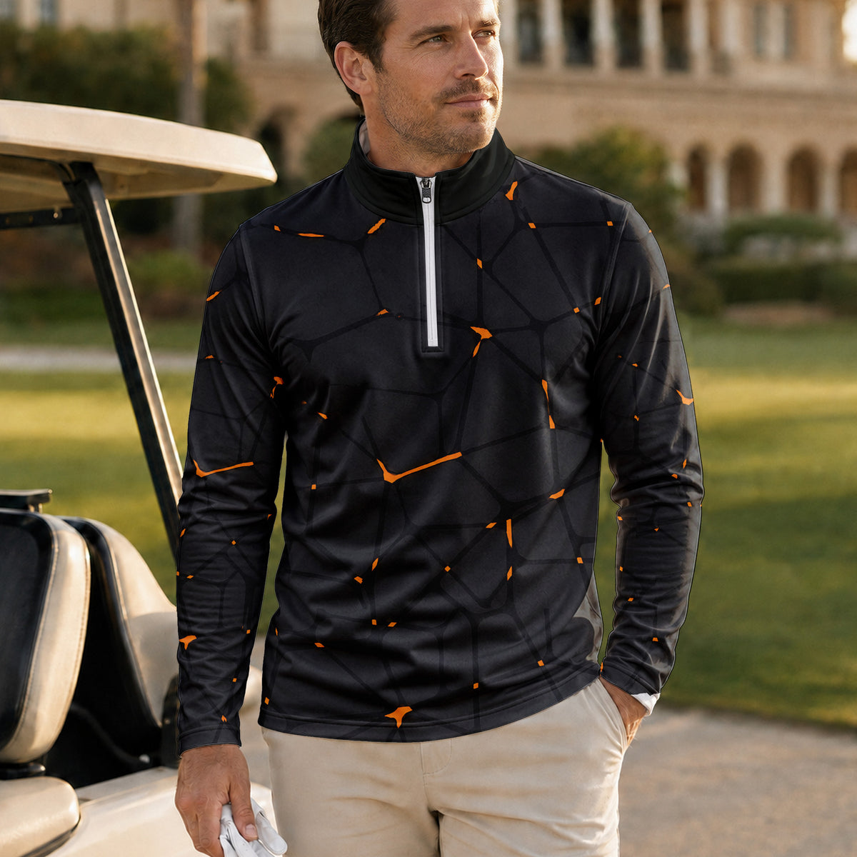 Dark Orange Net The Open Men Quarter-zip Pullover