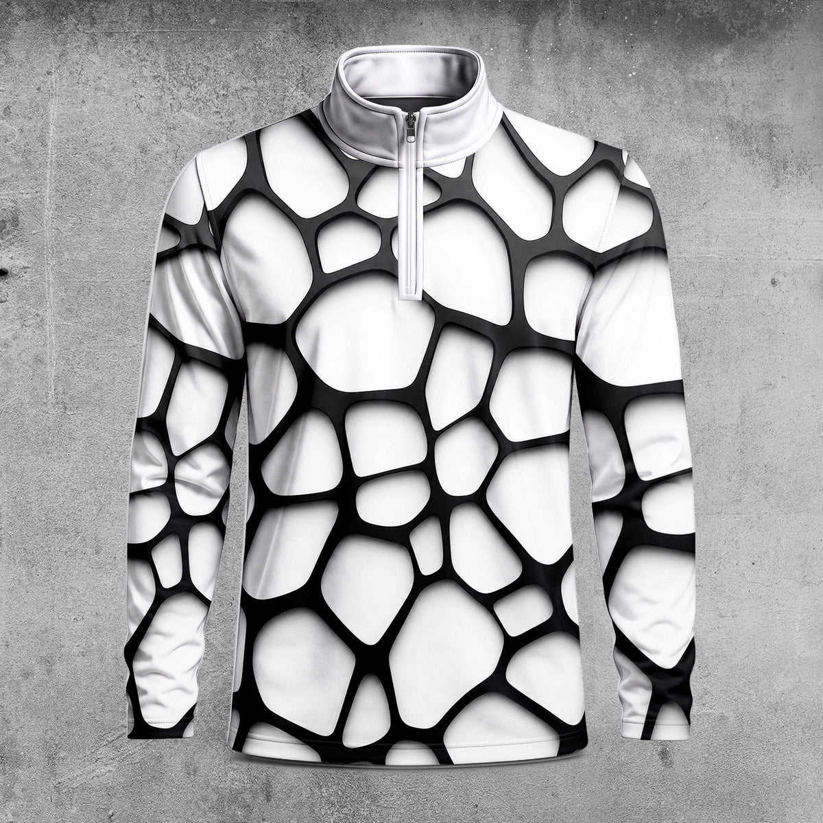 Black White Foam Pattern Men Quarter-zip Pullover