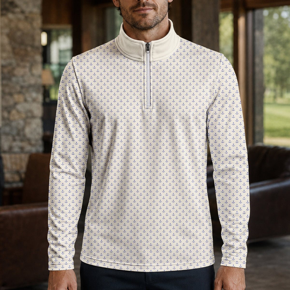 Blue Vanilla Anchor Men Quarter-zip Pullover